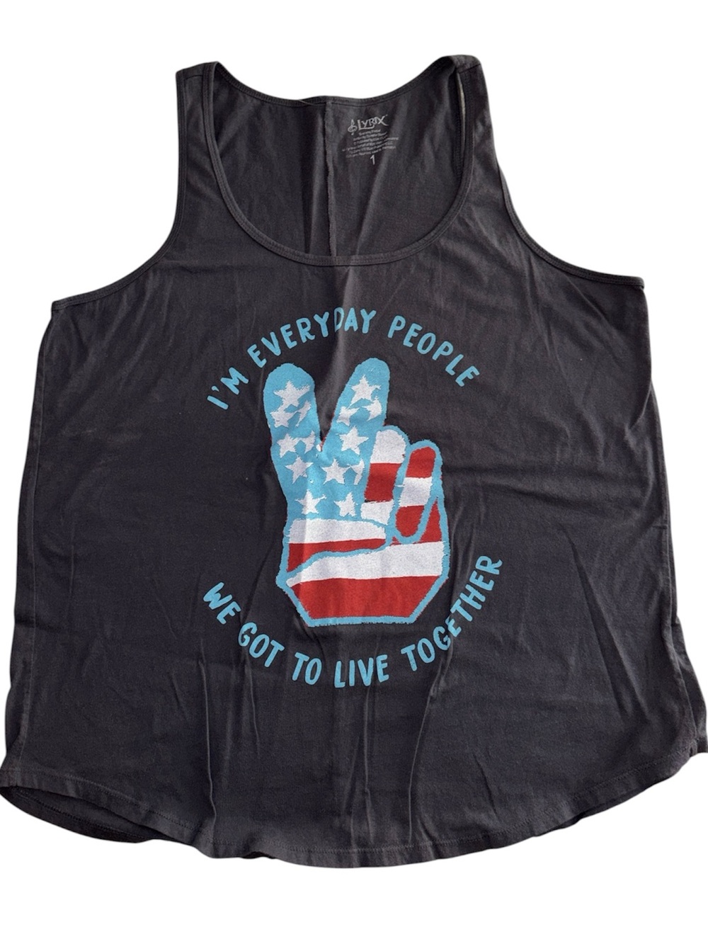 Lyrix peace sign everyday people tank